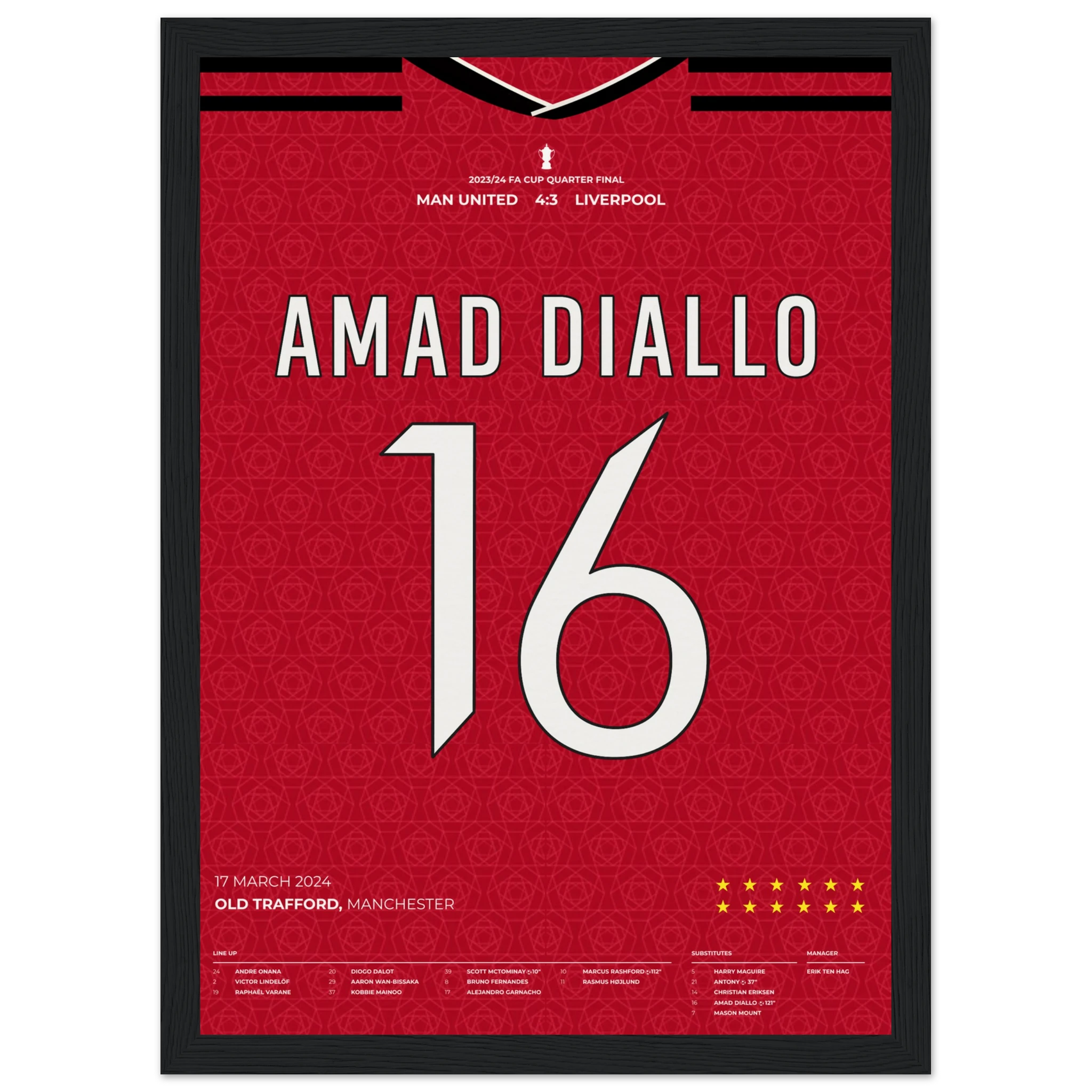 Amad Diallo FA Cup Quarter Final 2023/24 Poster