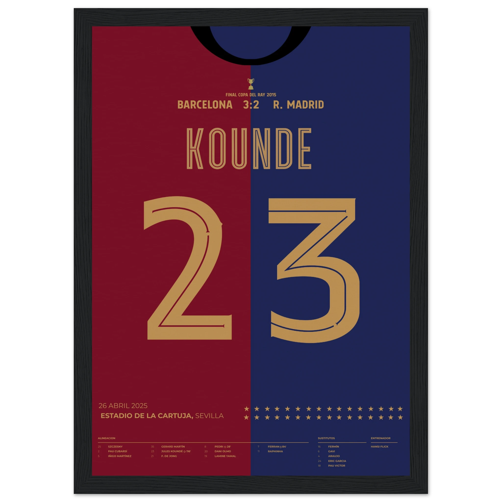 Jules Koundé Poster – Barcelona vs Real Madrid 2025 Copa del Rey Final
